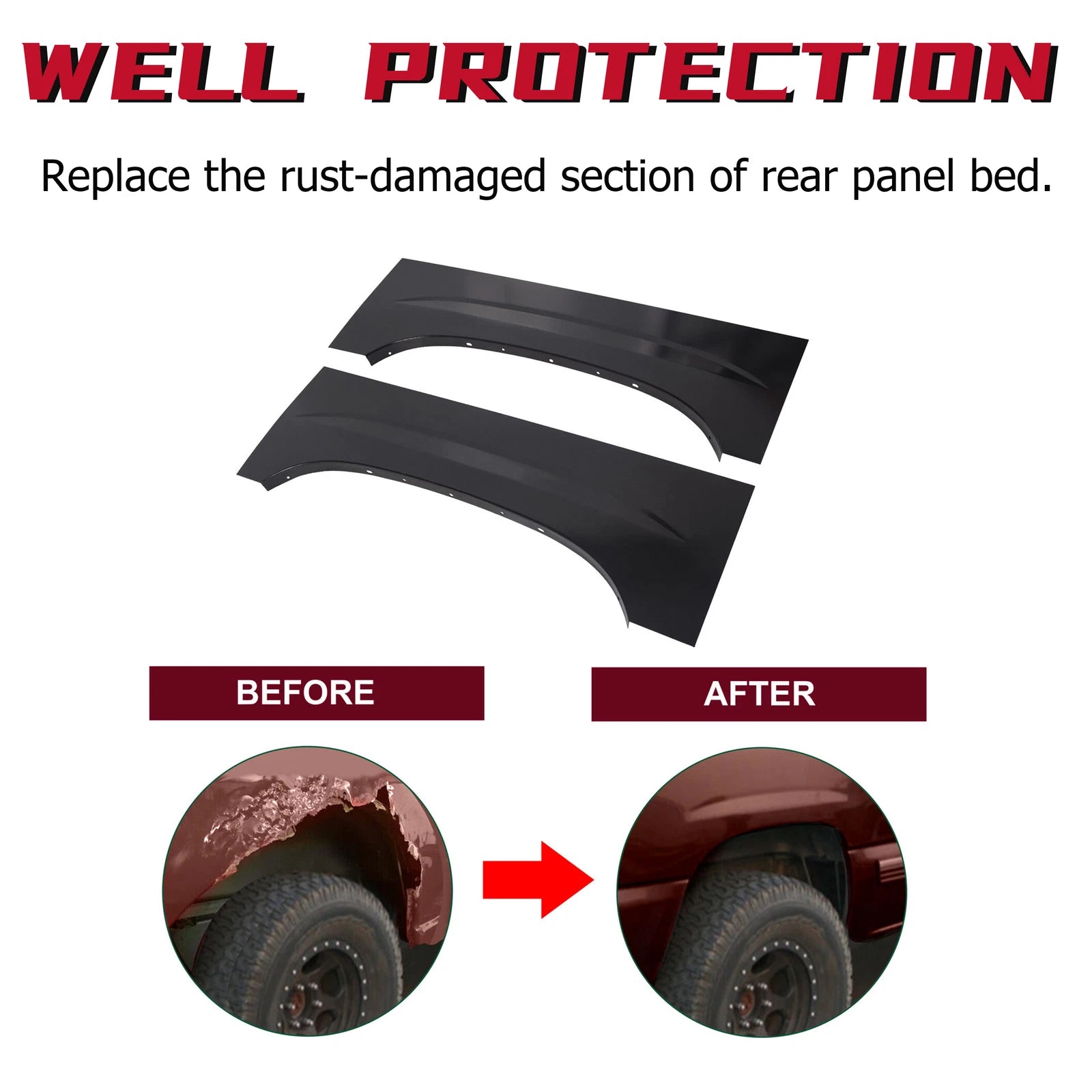 Upper Rear Wheel Arch Repair Panels for 1999-2007 Chevy Silverado GMC Sierra