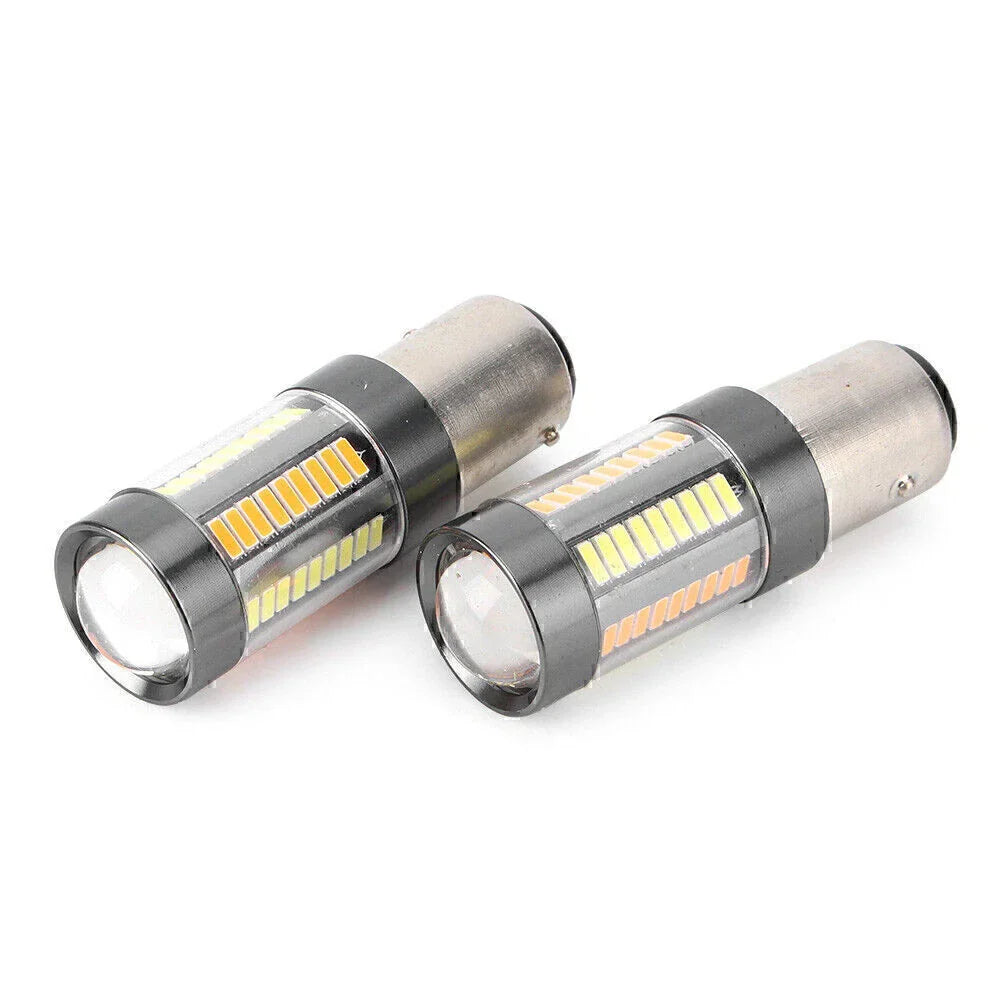 Pair Amber White Switchback 1157 LED Turn Signal Bulbs for Car