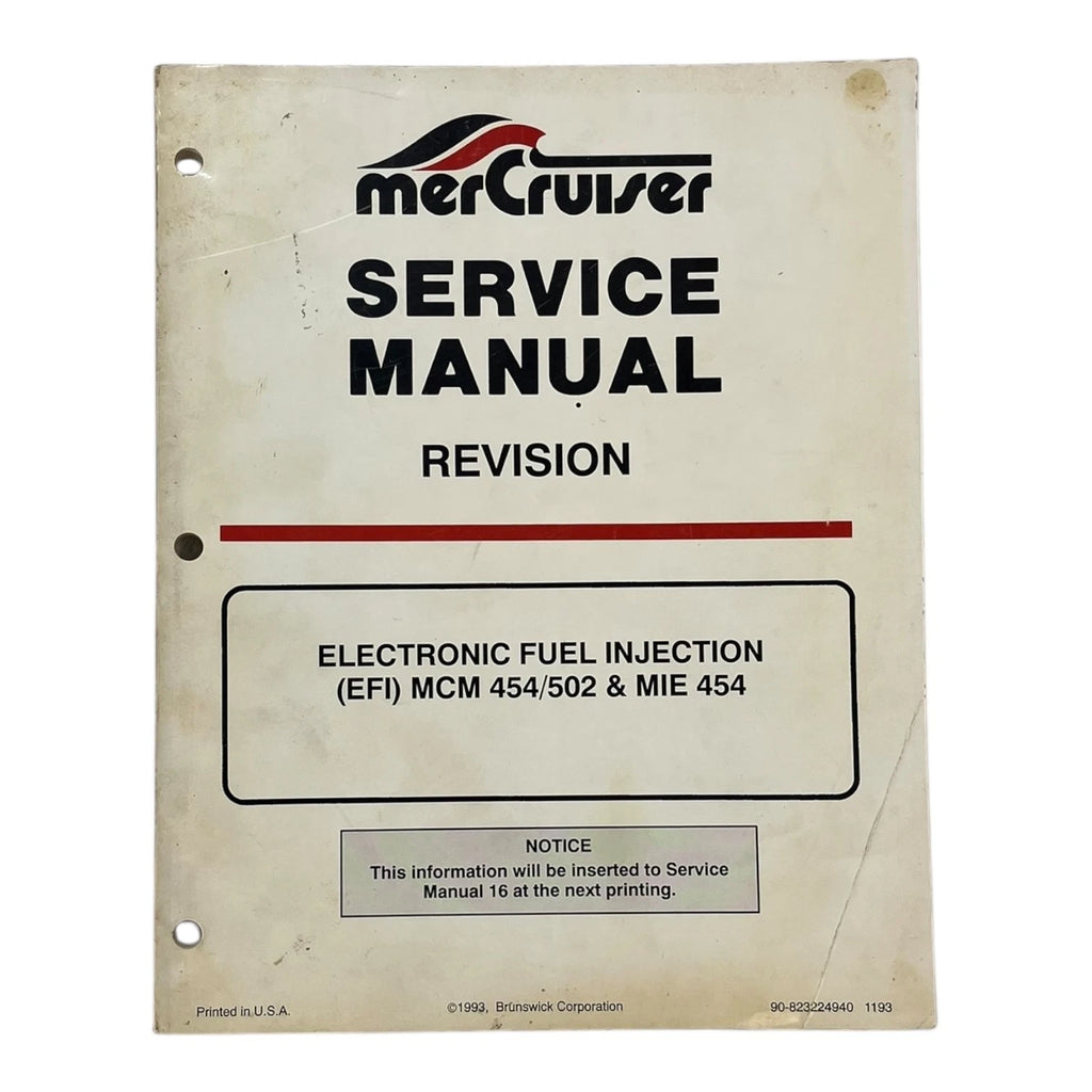 Service Manual for Mercruiser MCM 454/502 & MIE 454 (90-823224940)