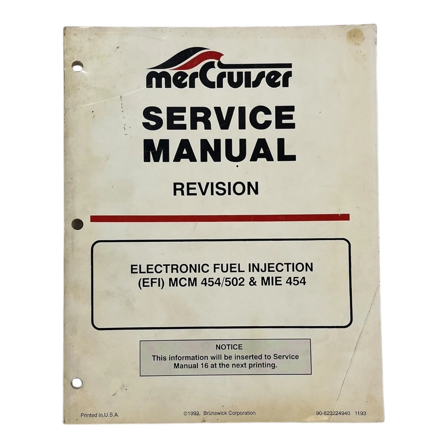 Service Manual for Mercruiser MCM 454/502 & MIE 454 (90-823224940)