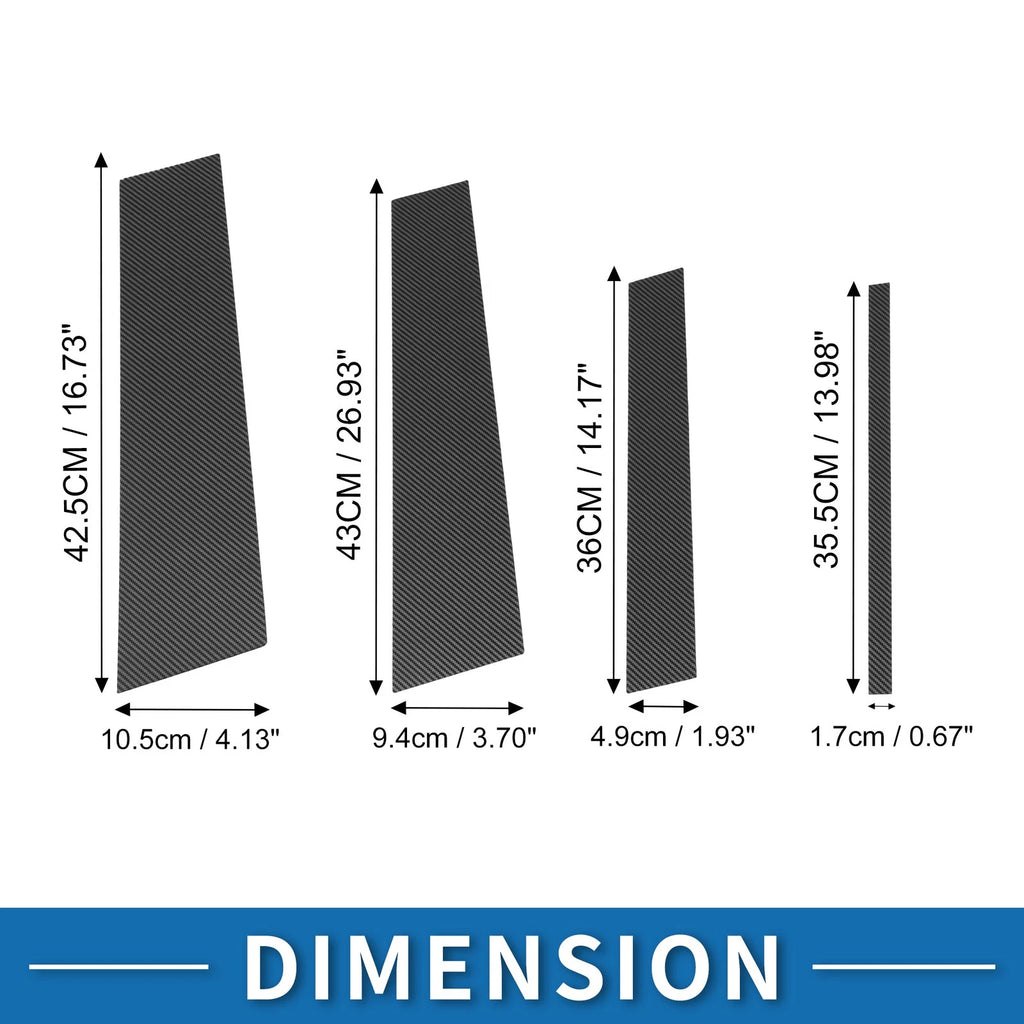 Set of 8 Door Pillar Window Trim for Toyota Highlander  Carbon Fiber