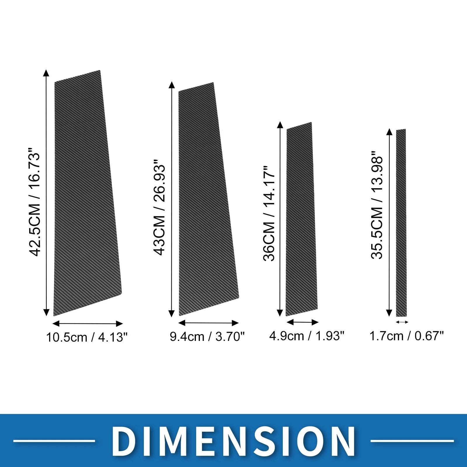 Set of 8 Door Pillar Window Trim for Toyota Highlander  Carbon Fiber