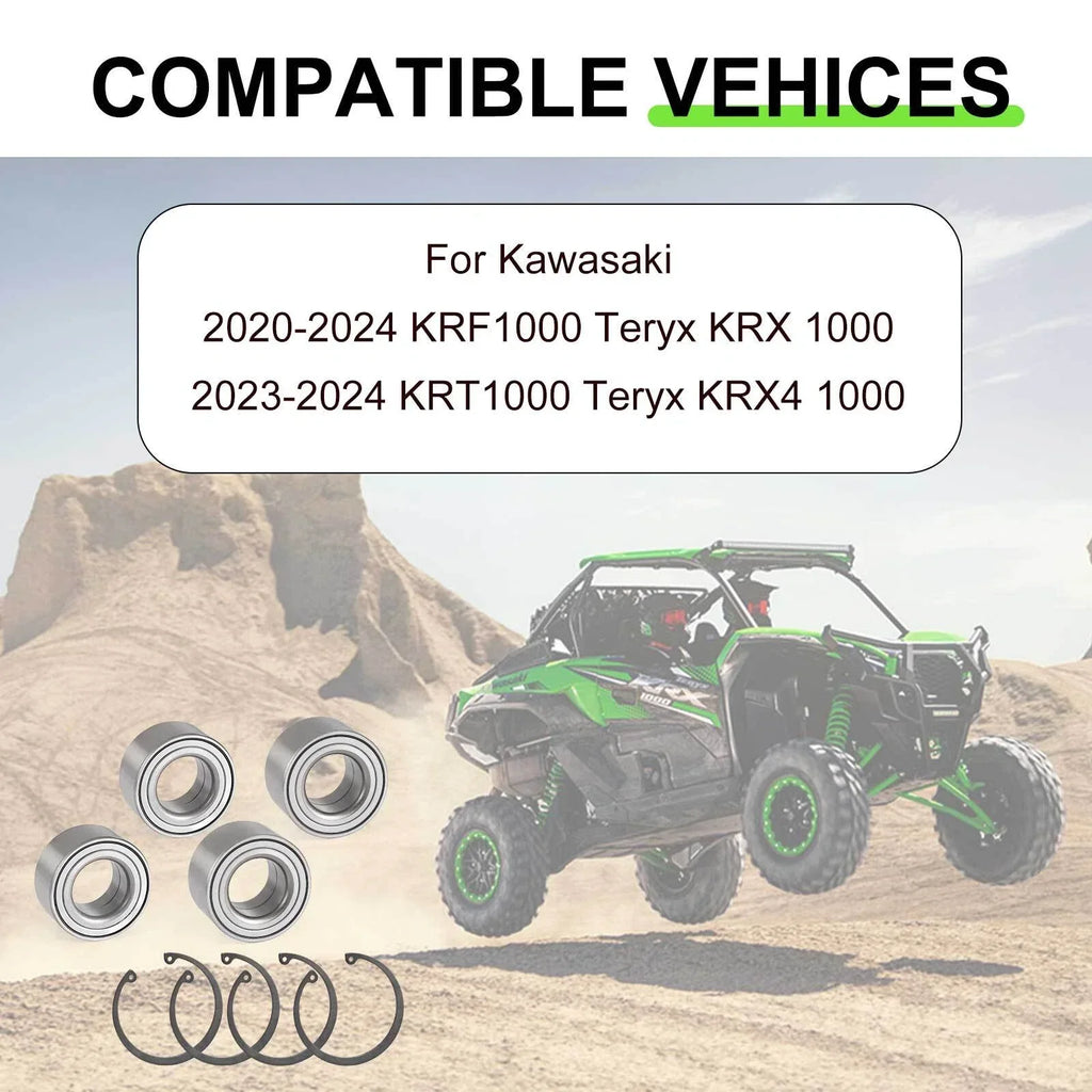 4x Front & Rear Wheel Bearing + Circlip for Kawasaki Teryx KRX 1000(2020–2024)