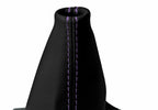 Leather Automatic Shift Boot Cover for Kia Optima (2011–2015) Black Purple Stitch