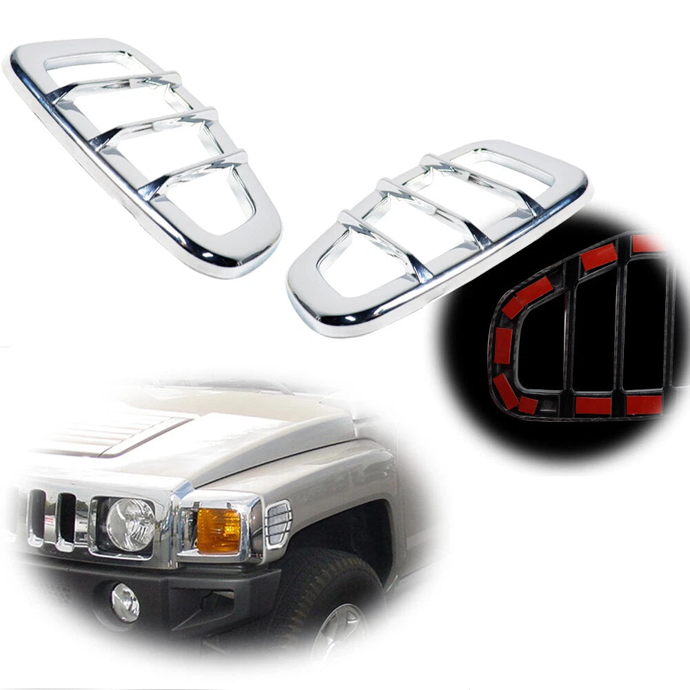Chrome Front Fender Side Marker Light Covers for Hummer H3 (2006–2010)