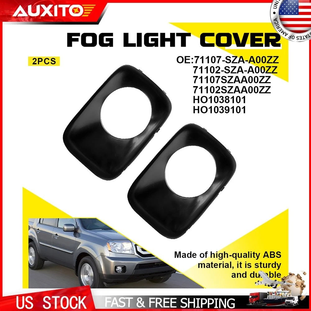 2X Black ABS Fog Light Cover Bezels for Honda Pilot (2009–2011)