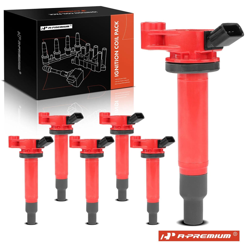 6 Pack Red Ignition Coils for Toyota Camry and Highlander (2002–2006)