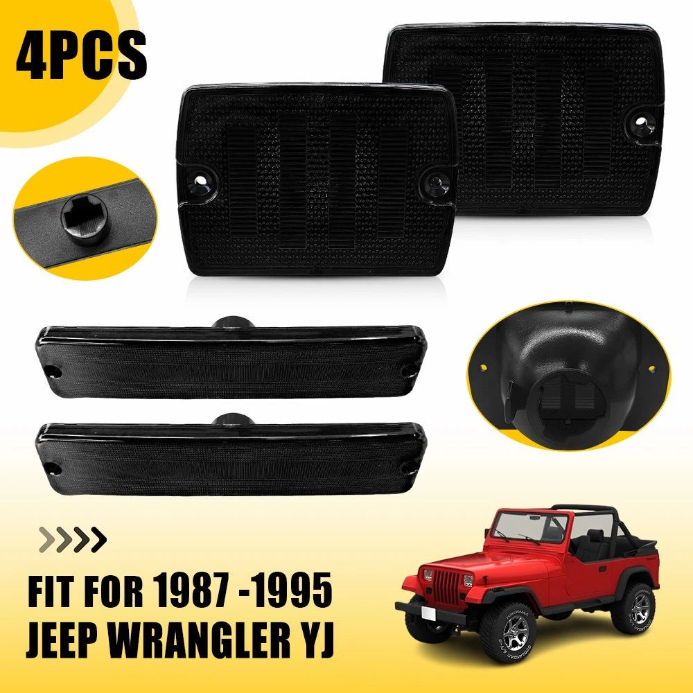 Front Turn Signal Parking Lamp Housings for Jeep Wrangler YJ (1987–1995) - Smoke Lens