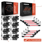 8x Ignition Coil & Spark Plug Wire Kits for GM Chevrolet GMC