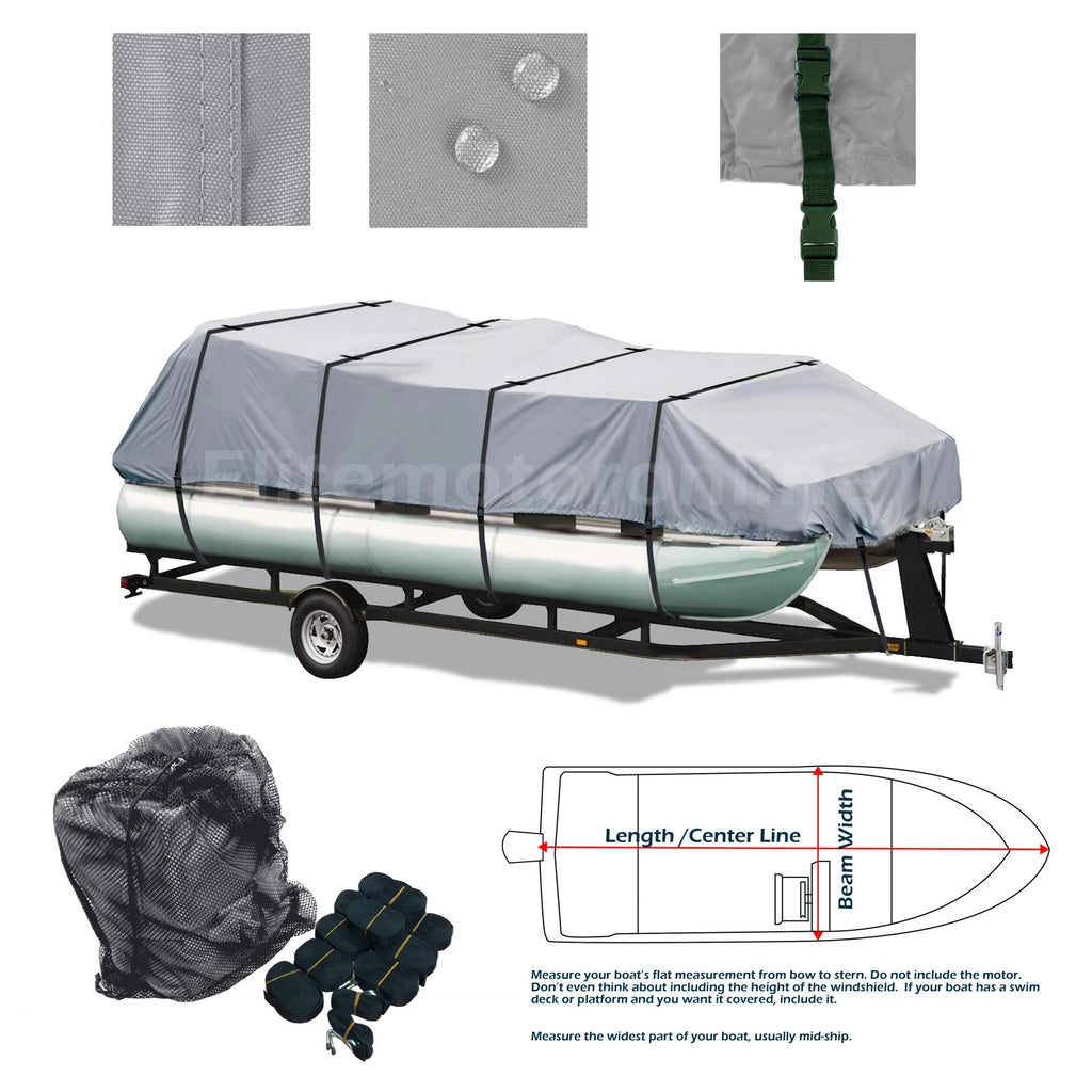 Trailerable All Weather Pontoon Boat Storage Cover for 21'-22' L (Fits)