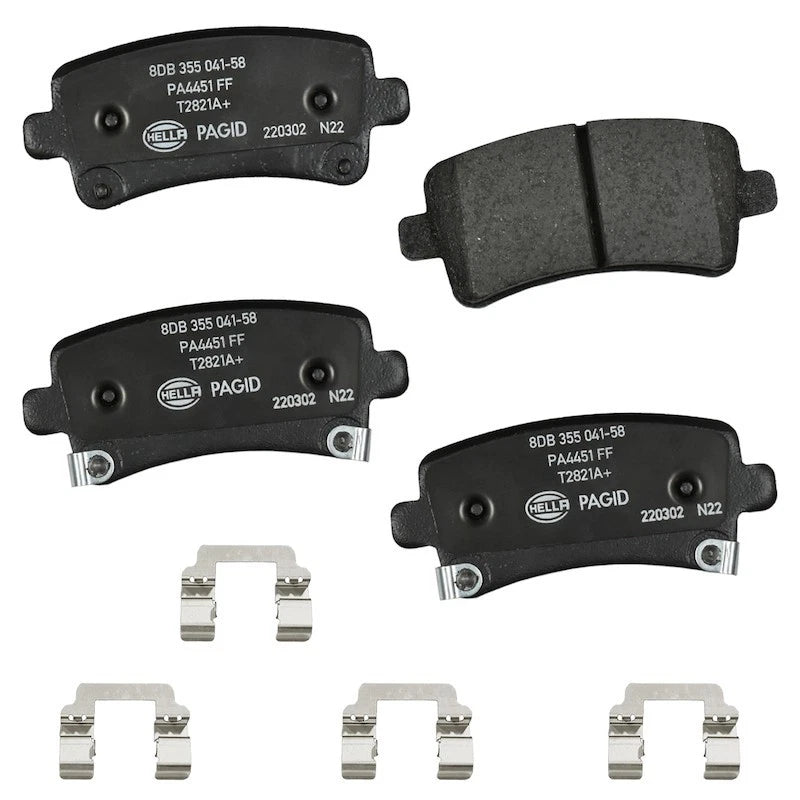 Set of 4 Hella Pagid 355041581 Rear Disc Brake Pads for Cadillac XTS, Chevrolet Impala (2013–2019)