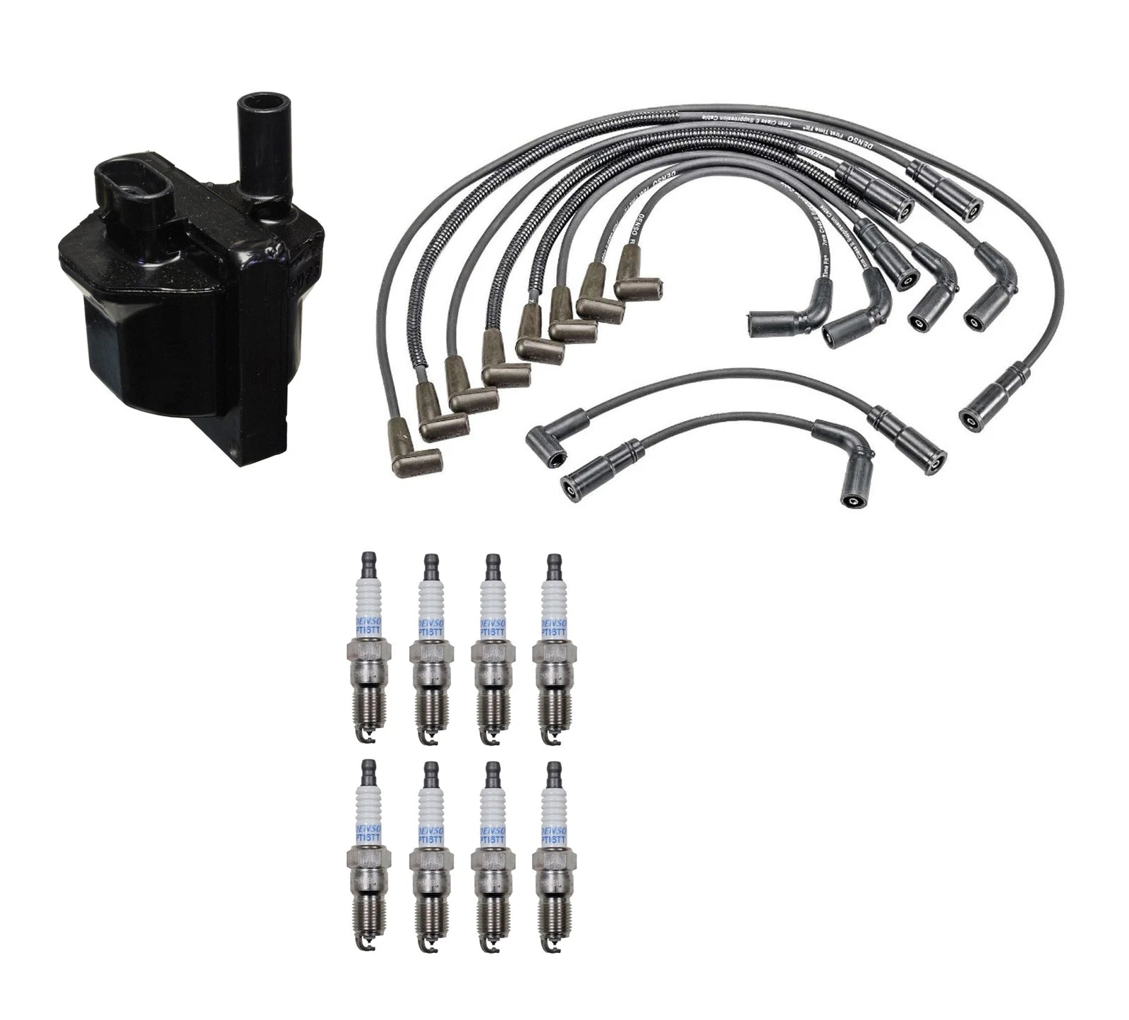 Set of 8 Denso Ignition Coil Wire Spark Plug Kit for Chevy Buick Caddy