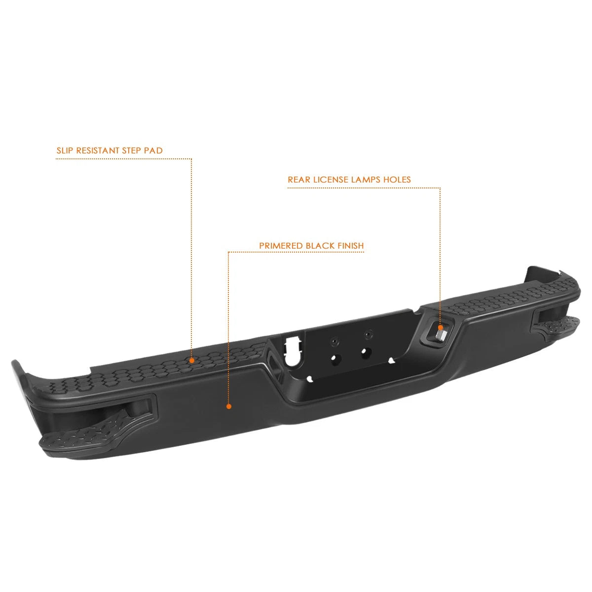 Rear Step Pad Bumper for Dodge Ram 1500 Classic (2009–2023) w/License Plate Lamp Black
