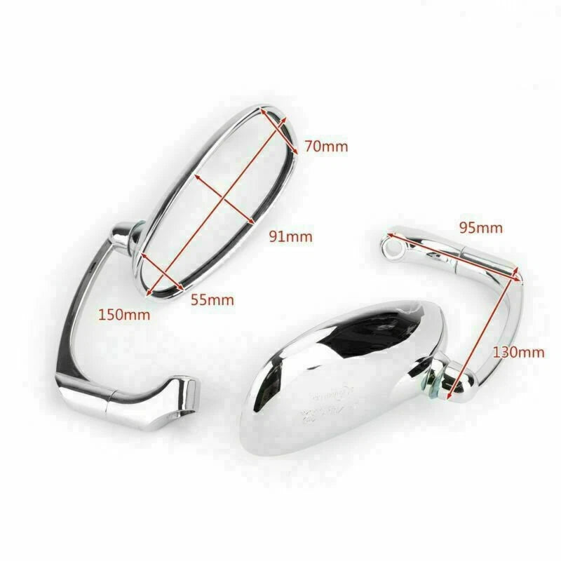 1-Pair M8 M10 Retro L-Bar Rearview Mirrors for Cafe Racer Bobber (CHR SG)