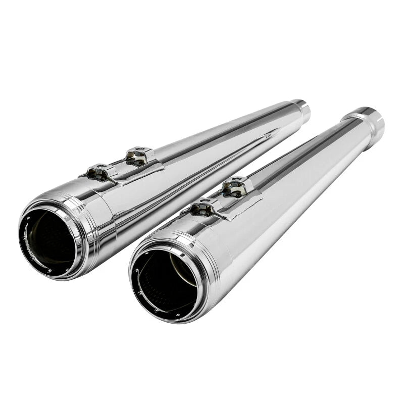 Chrome Megaphone Slip-On Exhaust Pipes for Harley Touring Street Glide (2017–2025)