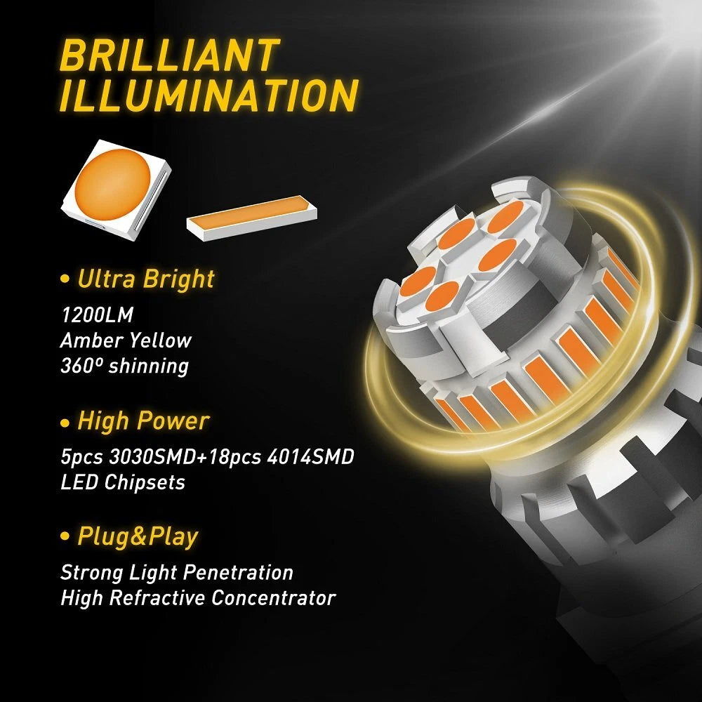 2X AUXITO 3157 3156 Amber LED Turn Signal Parking Light Bulbs for