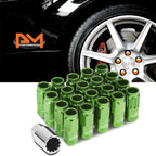 20Pc M12X1.25 Green JDM Open End Cone Wheel Lug Nuts + Spline Locks + Key