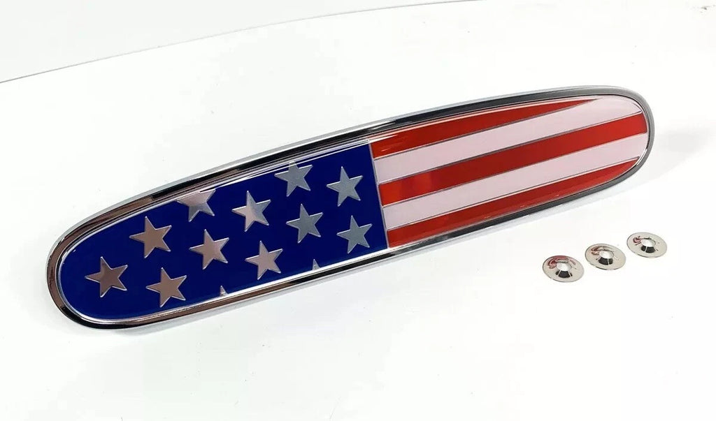 American Flag Emblem Chrome Die Cast for Freightliner Trucks (10 1/8 x 2 1/8)