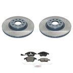 Set of 2 Front Rotors & Bosch QuietCast Ceramic Brake Pads for Jetta Passat