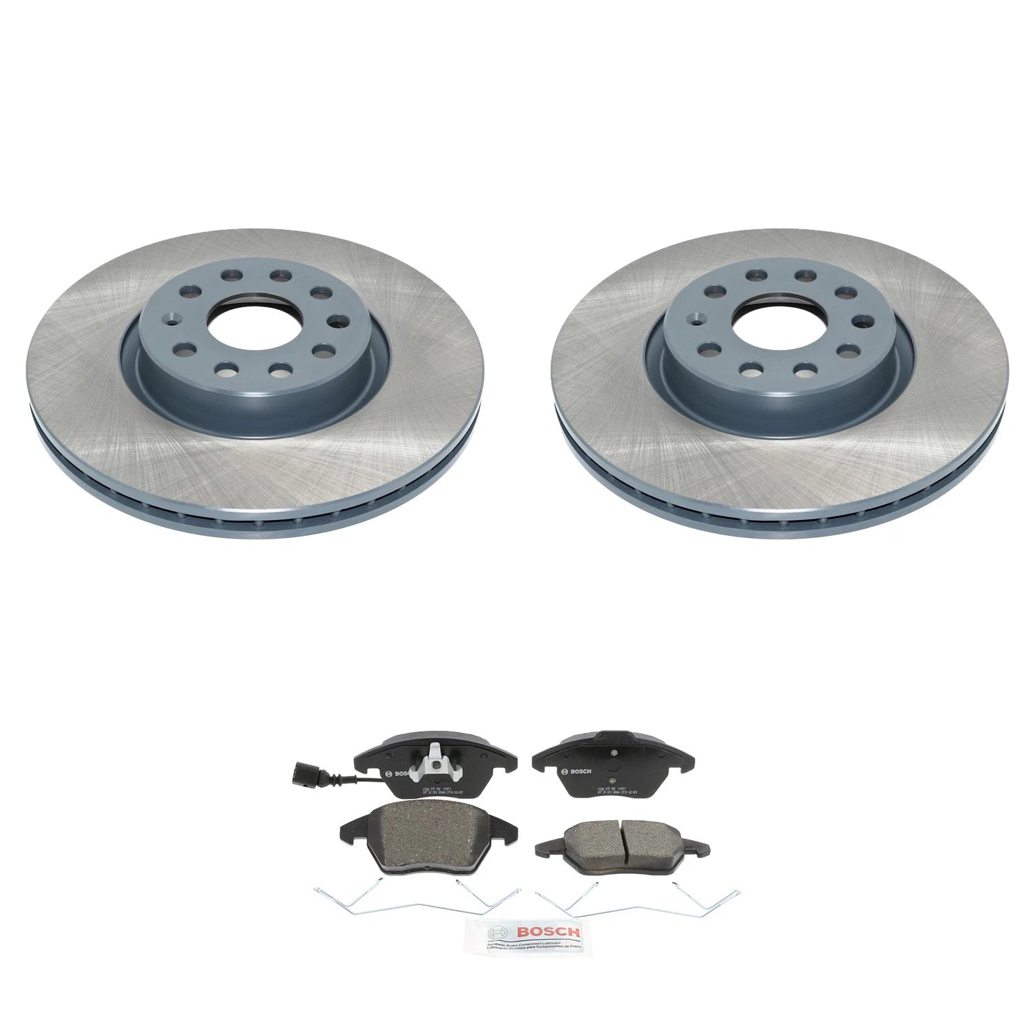 Set of 2 Front Rotors & Bosch QuietCast Ceramic Brake Pads for Jetta Passat