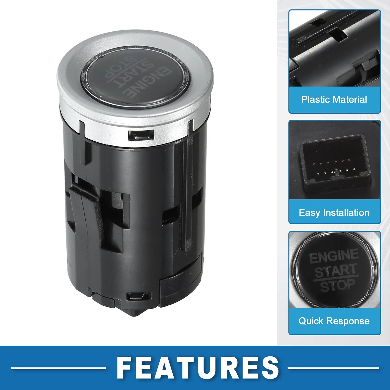 Engine Start Stop Switch Button for Honda Fit (2015–2018) Silver Tone