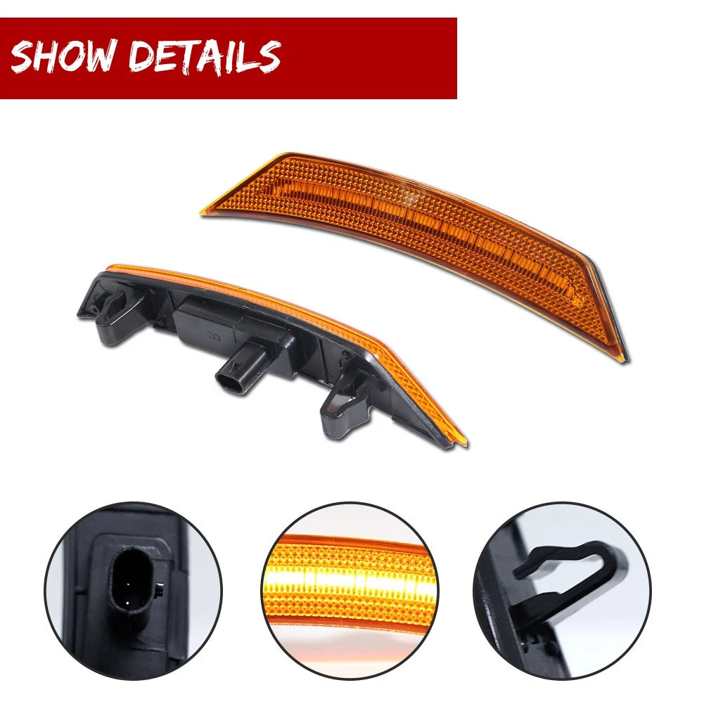 2X Amber Lens LED Front Side Marker Lights for Chevy Trailblazer (2021–2025)