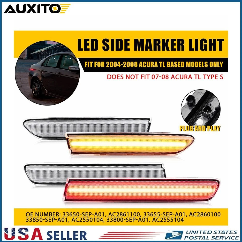 4X Smoked Front & Rear Side Marker Lights Kit for Acura TL (2007–2008)