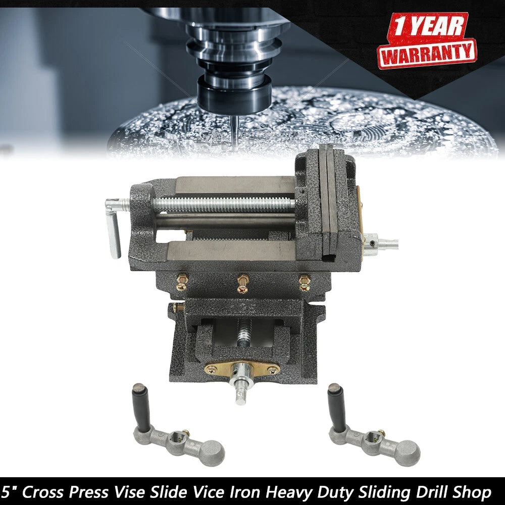5" Cross Press Vise Slide for Heavy Duty Drill Shop Grip Tool