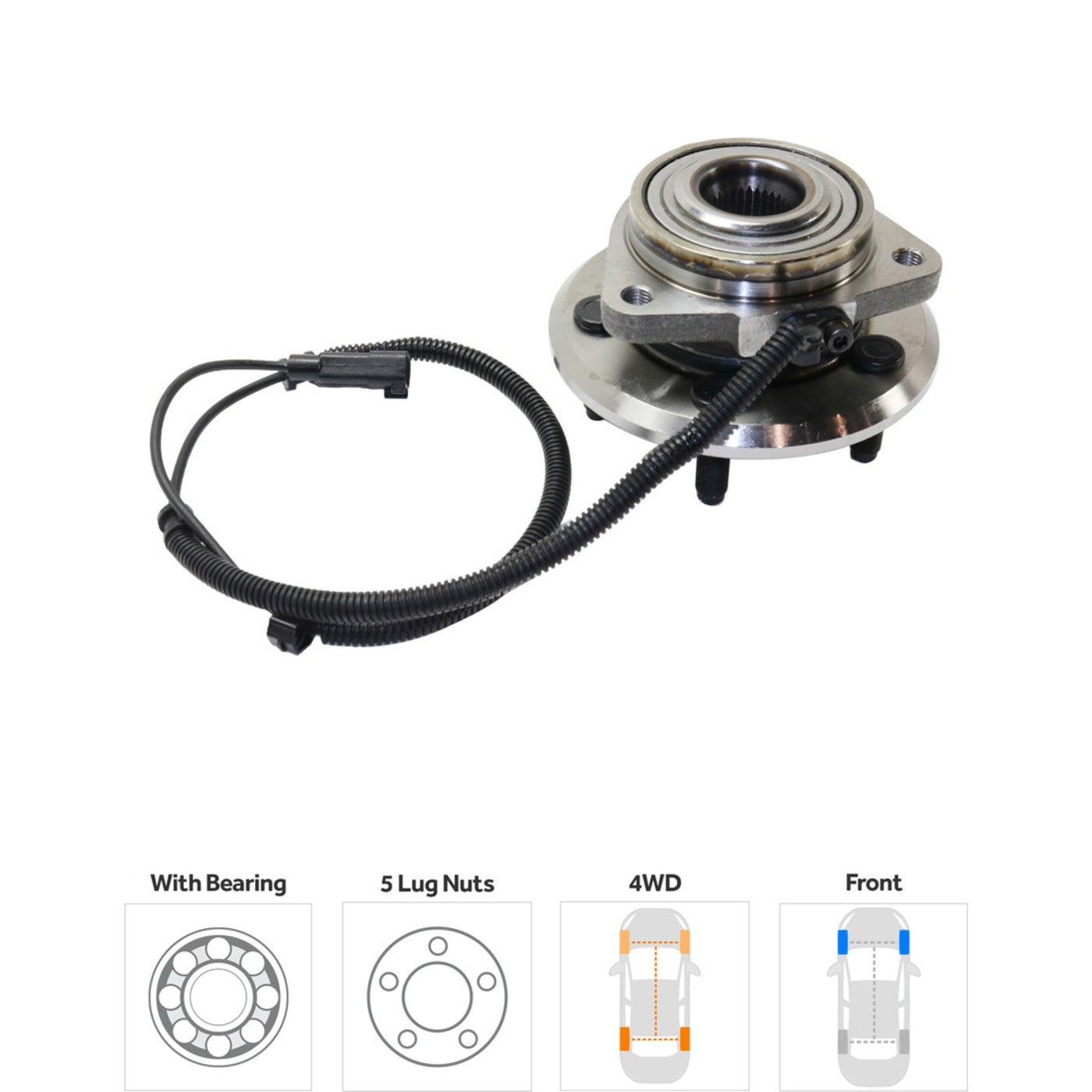 Wheel Hubs for Jeep Liberty (2008–2012) Front Left & Right with Bearing & Sensor