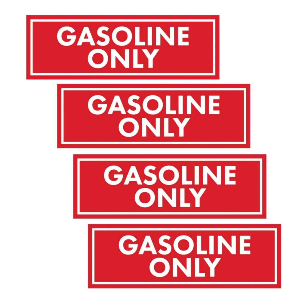 Set of 4 Gasoline Only Warning Stickers for Universal Use