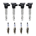 Set of 4 Ignition Coils & Bosch Nickel Spark Plugs for Audi Volkswagen 2.0L