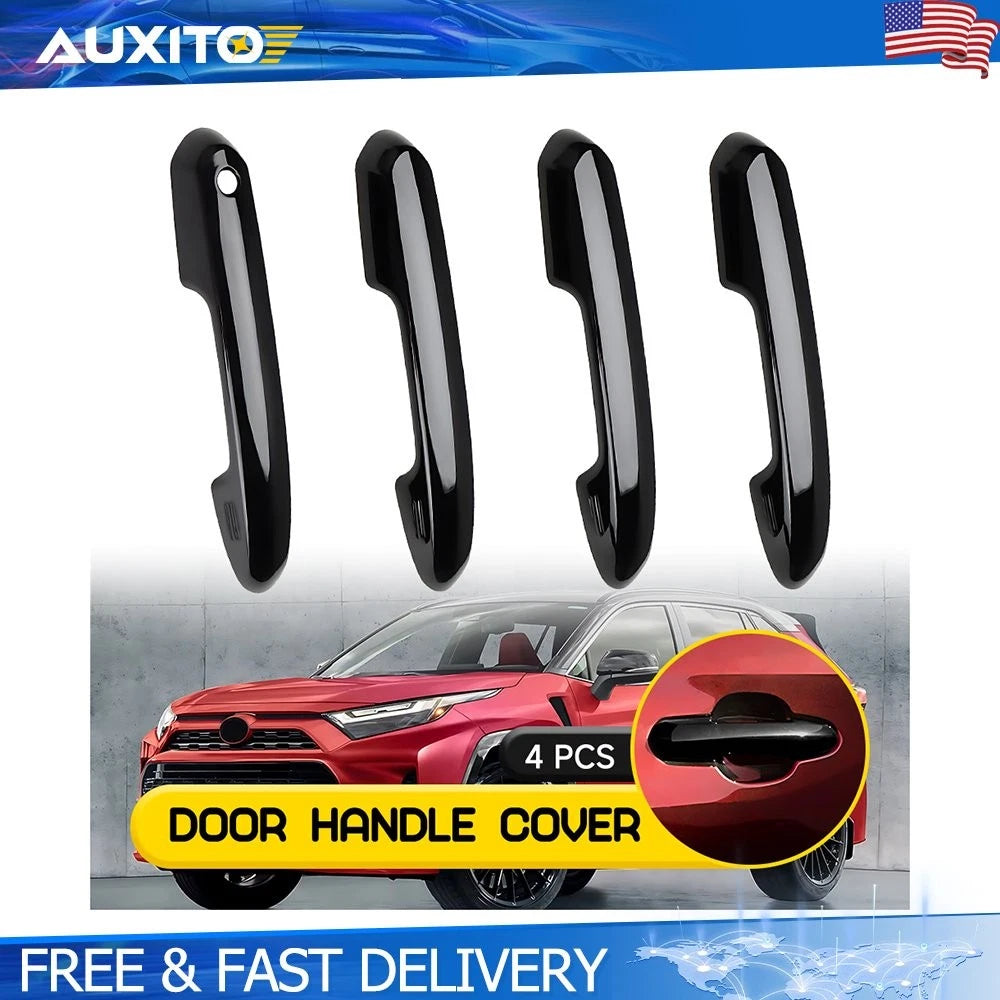 4X Gloss Black Pull Handle Cover for Toyota RAV4 (2019–2025)