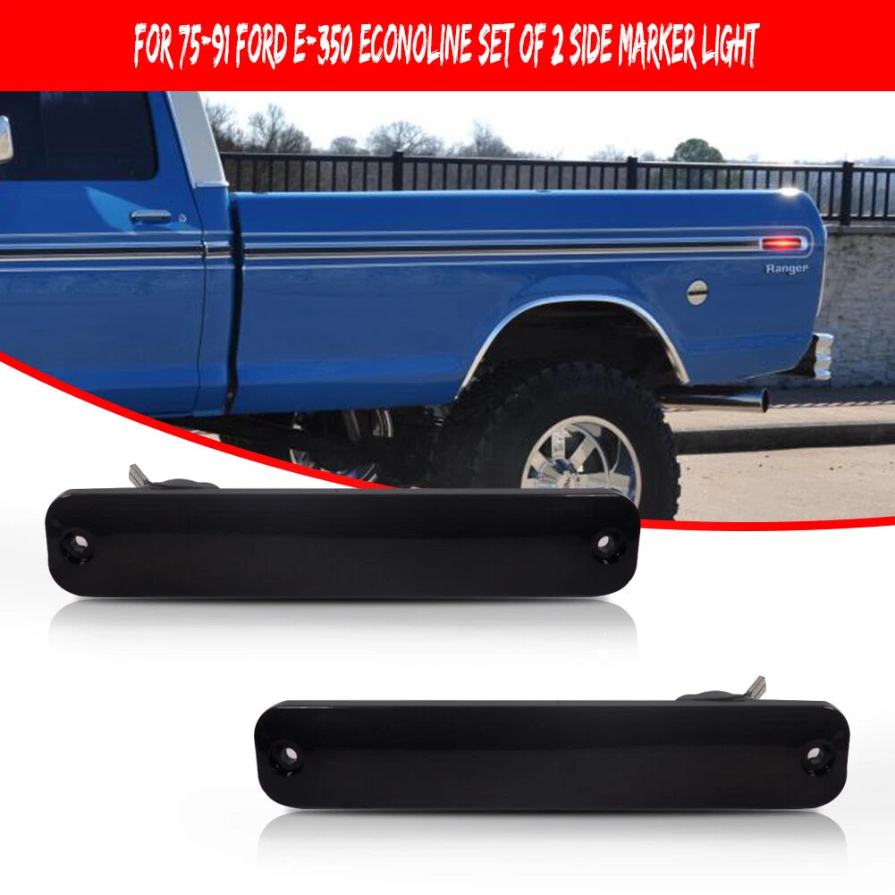 2PC Smoked Lens Red LED Rear Side Marker Light for Ford Bronco (1980–1996)