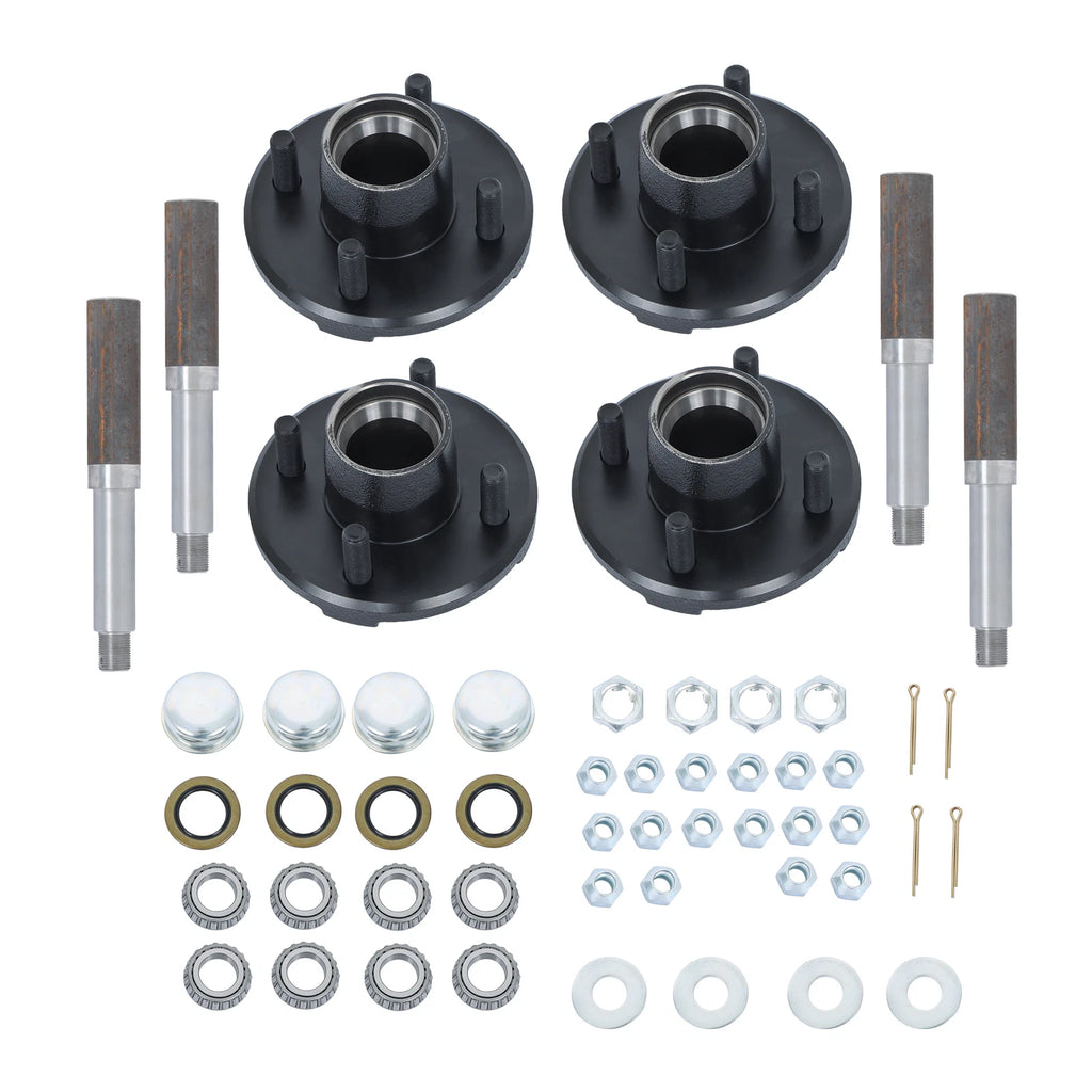Trailer Axle Kit with Hubs and Bearings for Trailer (Pack of 4)