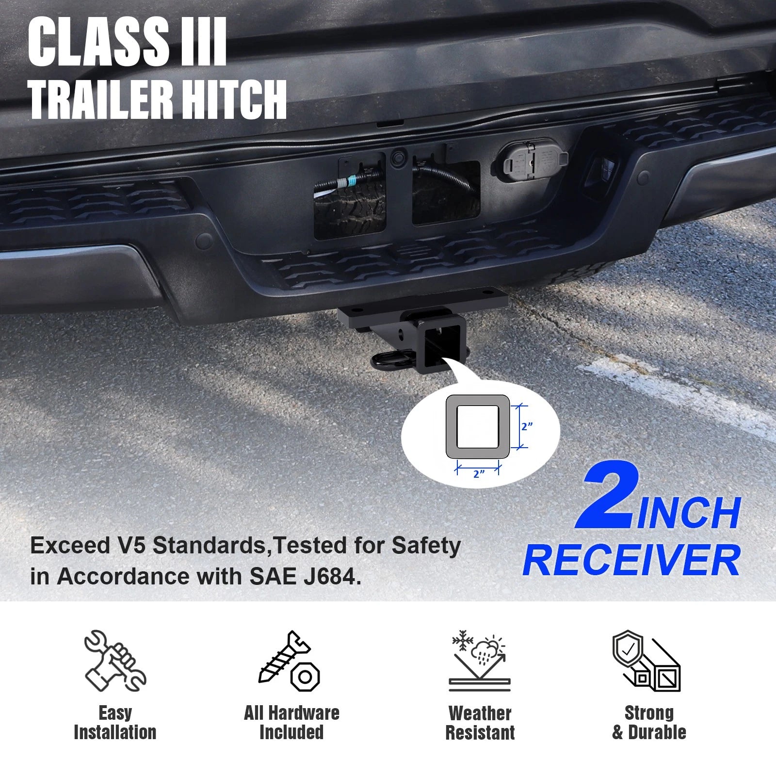 Towing Hitch Receiver Class 3 for Toyota Tacoma (2016-2023)