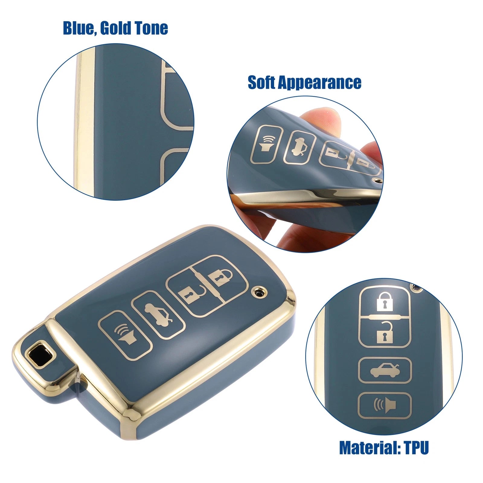 TPU Key Fob Cover for Toyota Avalon, Camry (2013–2020) - Blue
