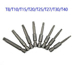 Set of 8 Bit Screwdrivers T8/T10/T15/T20/T25/T27/T30/T40 for Automotive