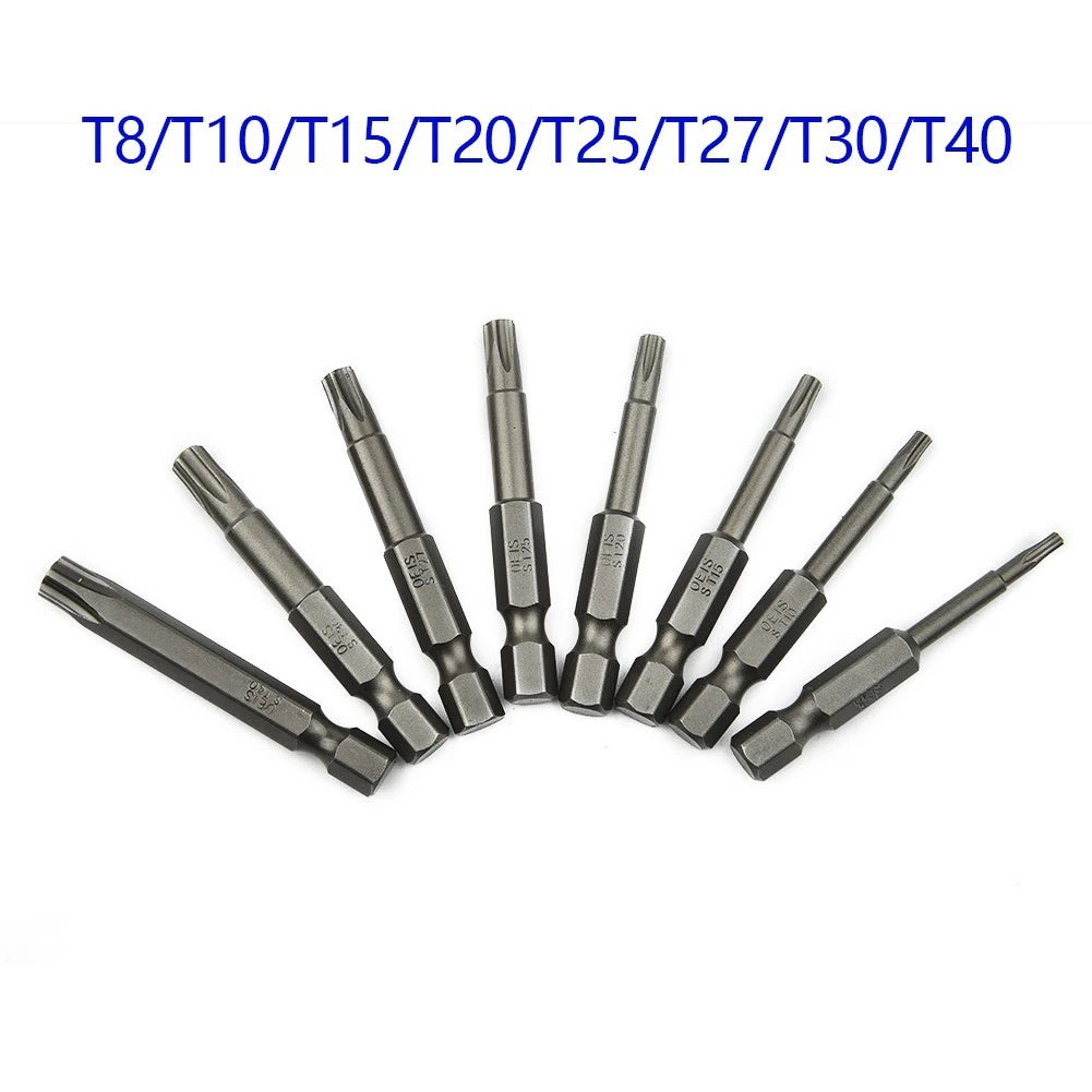 Set of 8 Bit Screwdrivers T8/T10/T15/T20/T25/T27/T30/T40 for Automotive