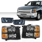 Set of 2 Headlights and Smoked Fog Lamps for Chevy Silverado (2007–2013)