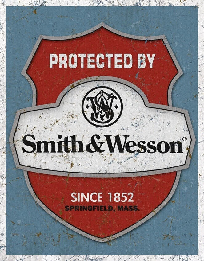 Protected By S&W Tin Sign 1682