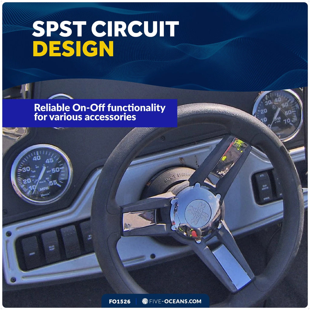 3-Pin On-Off LED Rocker Switch 25A/12V DC, 15A/24V DC, SPST, IP66 Waterproof