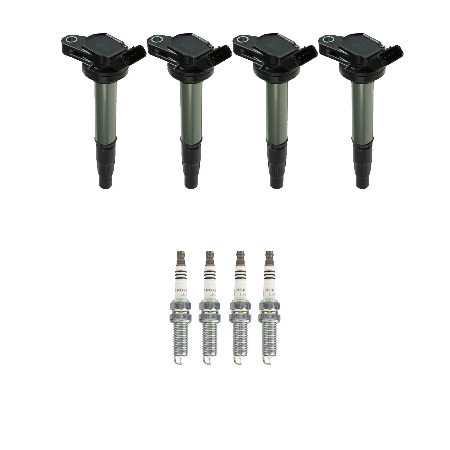 Set of 4 NGK Ignition Coils & Ruthenium Spark Plugs for CT200h, Corolla, Prius (2010–2015)