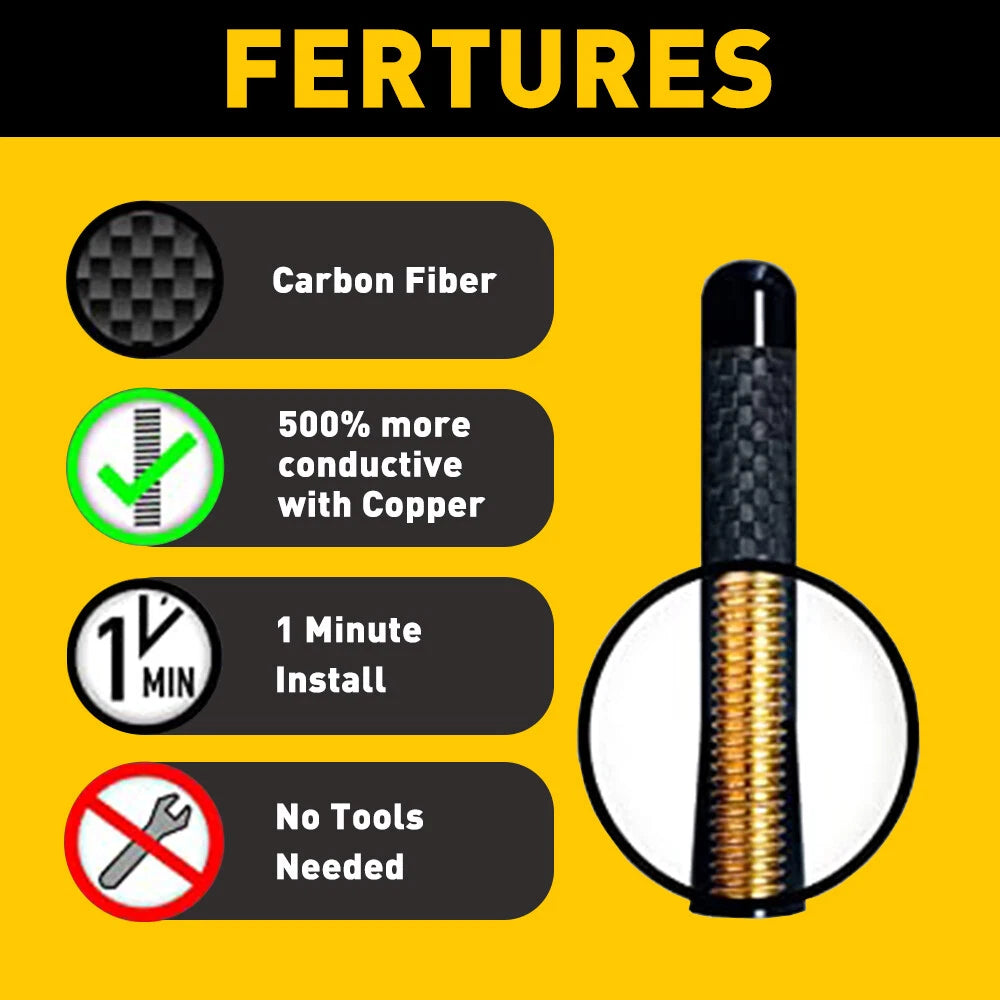 3" Carbon Fiber Roof Antenna for Universal Fit (Universal)