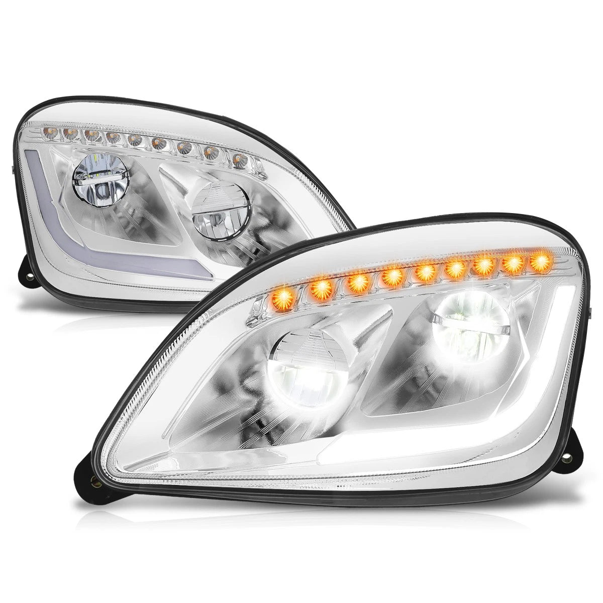 Full LED DRL + Sequential Turn Signal Headlight for Peterbilt 579 587 (2011–2021)