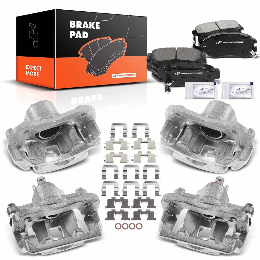 Set of 4 Ceramic Brake Pads & Calipers for Hyundai Elantra (2007–2008)