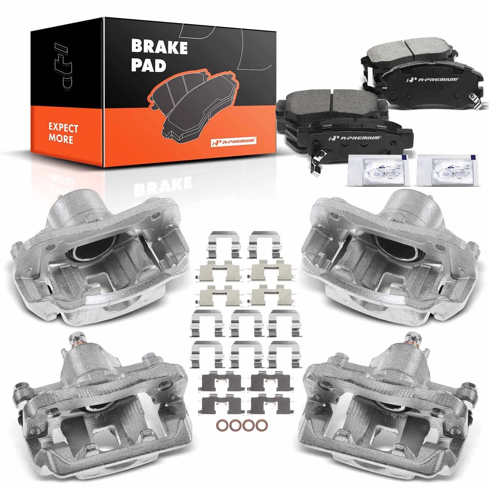 Set of 4 Ceramic Brake Pads & Calipers for Hyundai Elantra (2007–2008)