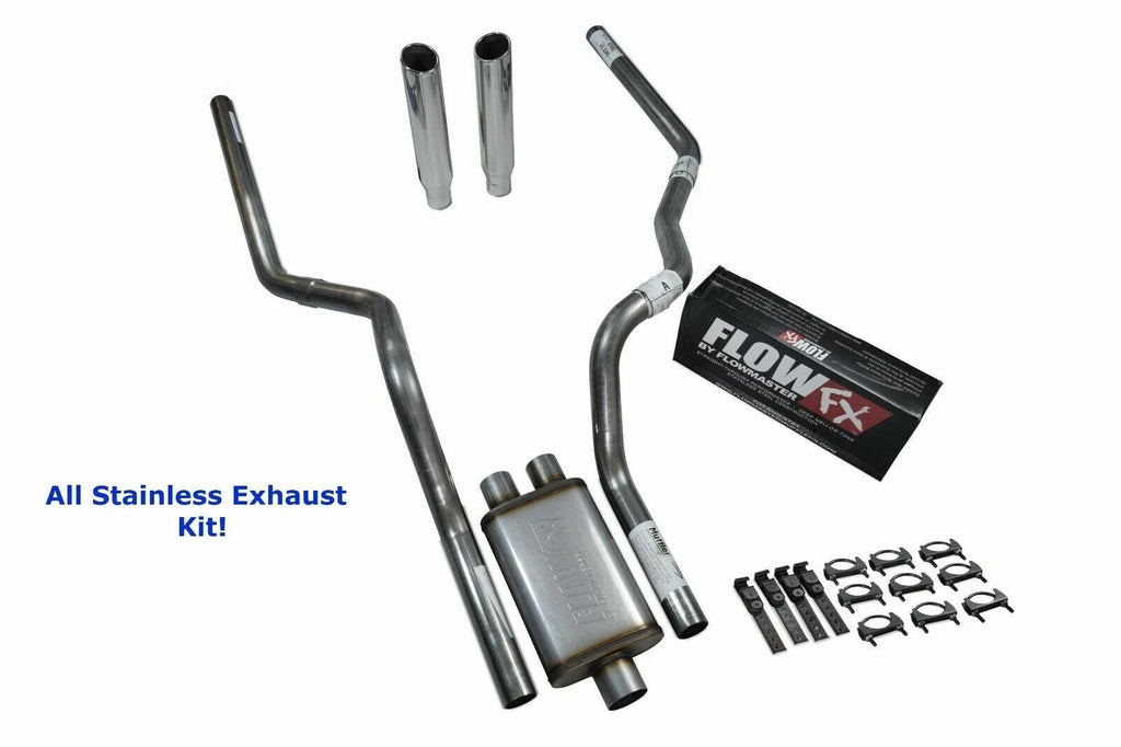 Dual Stainless Exhaust for Ford F-150 (2004–2014) Flowmaster Rolled Tip