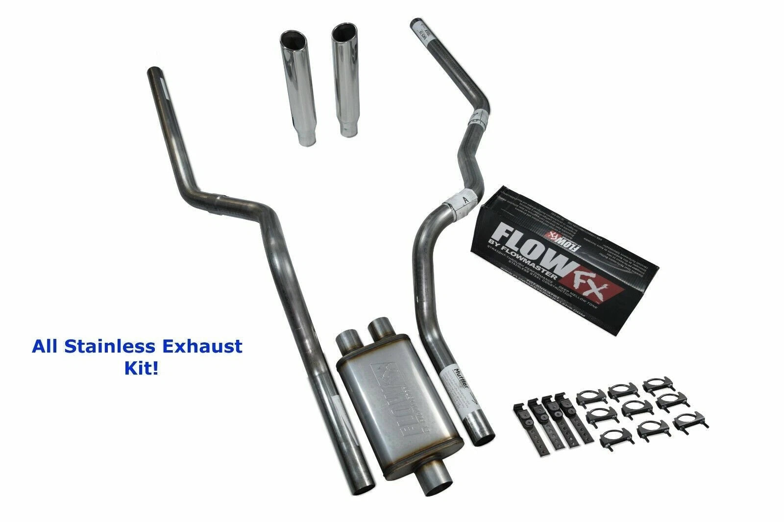 Dual Stainless Exhaust for Ford F-150 (2004–2014) Flowmaster Rolled Tip