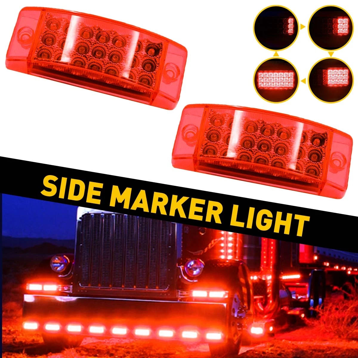2X Amber Red 2.6" Side Marker Lights for Car Truck Trailer RV