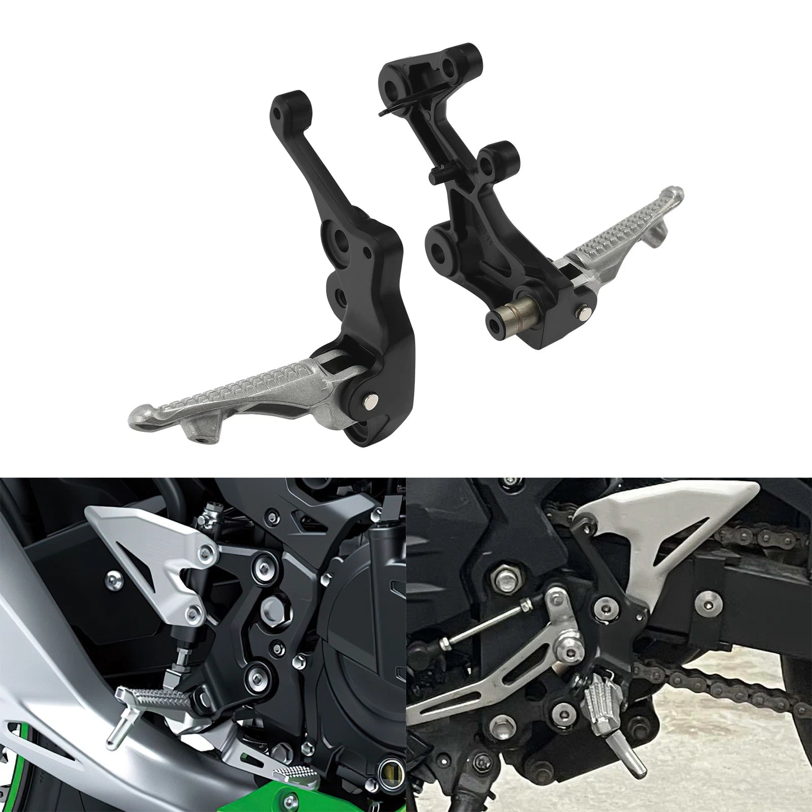 Front Driver Footpegs Bracket for Kawasaki Ninja 400 (2018–2024), 500 (2024), Z500 (2024)